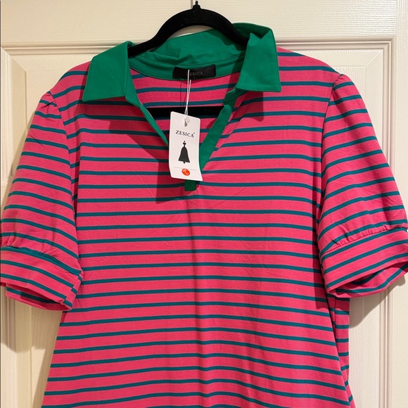 NEW WITH TAGS Preppy Striped Polo Dress with pockets 95% Cotton - Picture 3 of 3